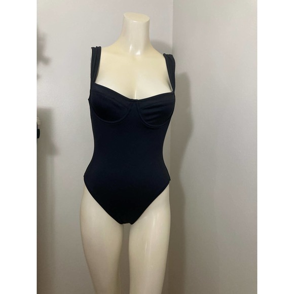 Skims Shaping swimwear underwire one piece xxs built in bra black onyx swim suit - Picture 5 of 9
